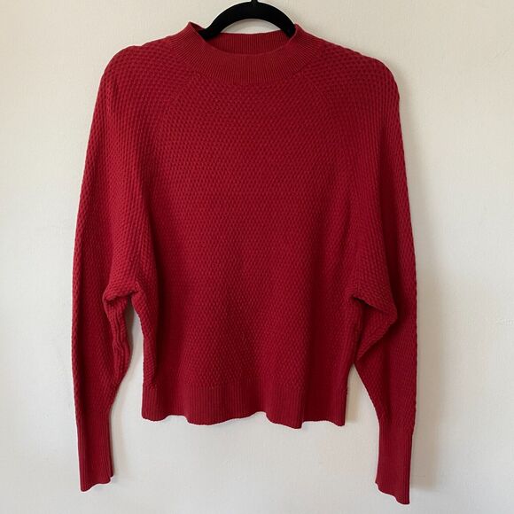 Target Prologue Red Waffle Knit Mock Neck Long Sleeve Sweater S Cotton Wool - Picture 2 of 10